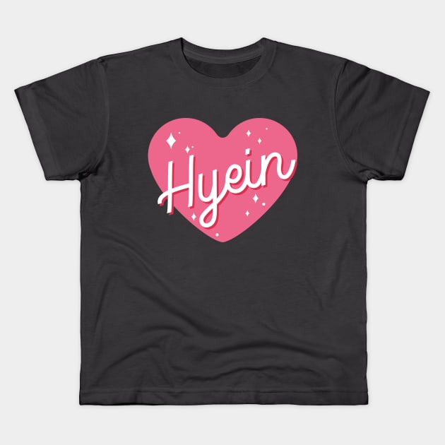 Newjeans new jeans Hyein name typography pink heart tokki bunnies | Morcaworks Kids T-Shirt by Oricca